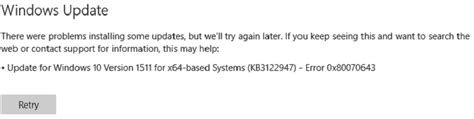Solution for KB3122947 Update Installation Error