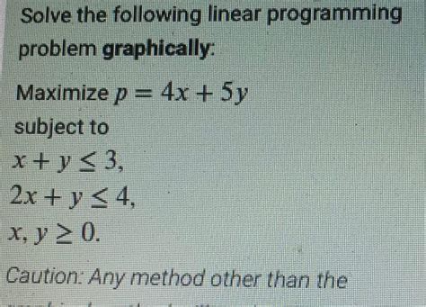 Solve The Following Linear Programming Problem Graphically