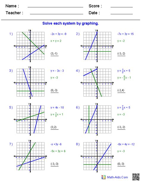 Solving Systems Of Equations Graphically Worksheet Answers