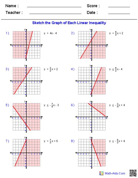 Solving And Graphing Inequalities Worksheet Answer Key - Example