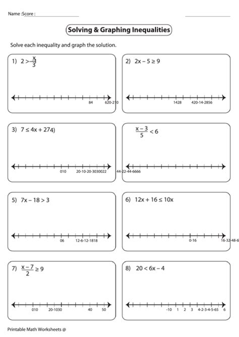 Solving And Graphing Inequalities Worksheet Pdf - Example Worksheet Solving
