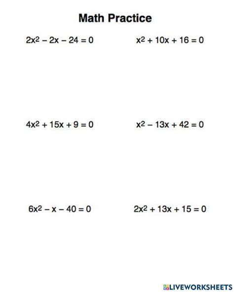 Solving By Factoring Worksheet