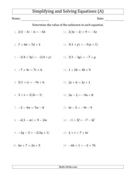 Solving Equations With Like Terms Worksheet
