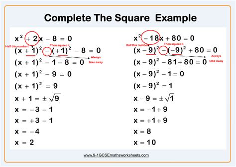 Solving Quadratic Equations By Completing The Square Worksheet — db