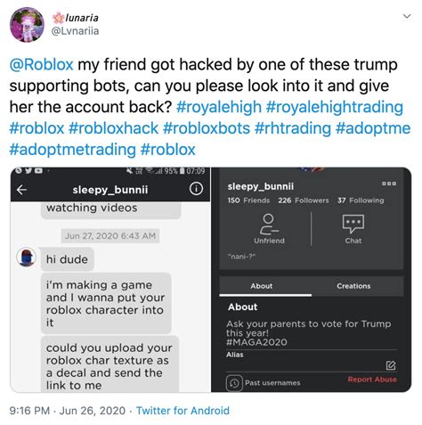 Someone\'s hacked Roblox accounts to push pro-Trump messages 