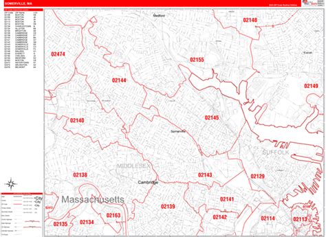 Somerville Massachusetts Wall Map (Premium Style) by MarketMAPS