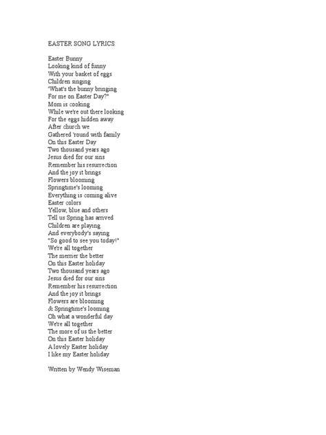 Song Lyrics For Easter
