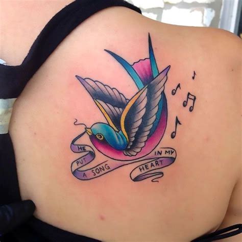 coolTop Animal Tattoo Designs Geometric Songbird Tattoo