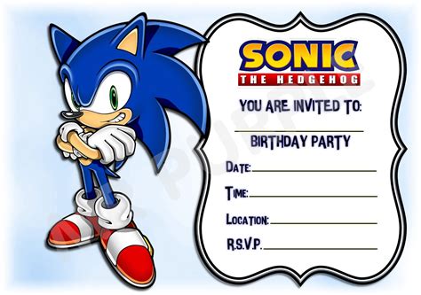 Sonic Birthday Invitations Template