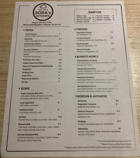 Savor the Flavors of Sora's Kitchen: Discover a Delectable Menu to Satisfy Your Cravings