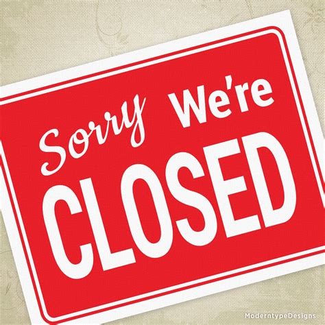 Sorry We're Closed Sign Printable