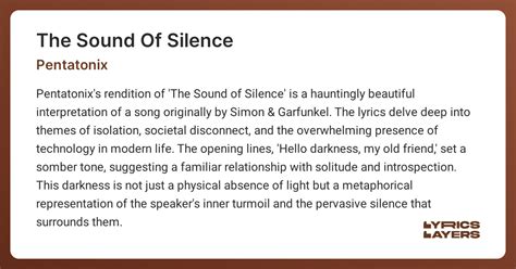 Sound Of Silence Traduction Explication