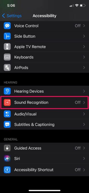 Sound Recognition: accessibility-related alerts