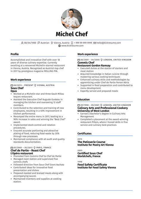 Sous Chef Cv Sample