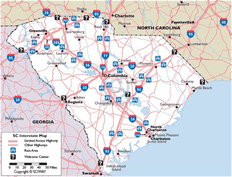 South Carolina Interstate Map
