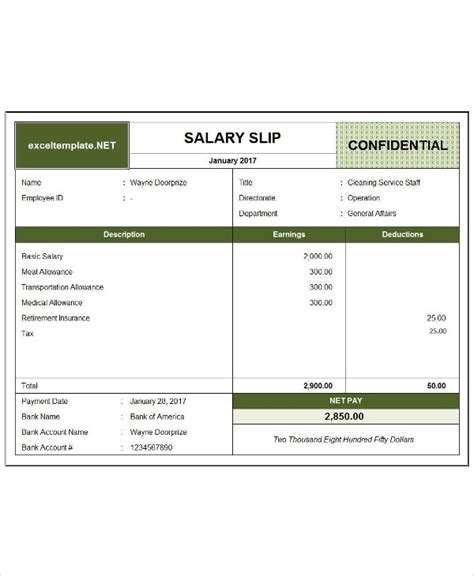South Africa Payslip Template