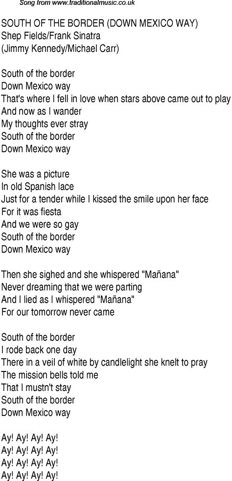 South Of Border Lyrics