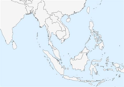 South East Asia Political Map. Black Outline On White Background