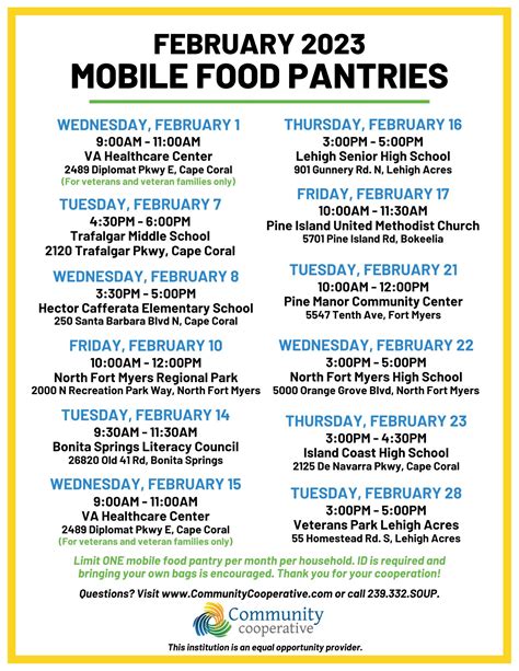 Southeast Missouri Mobile Food Pantry Calendar
