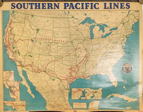 Antique Map of the Southern Pacific Railroad, circa 1880 at 1stDibs