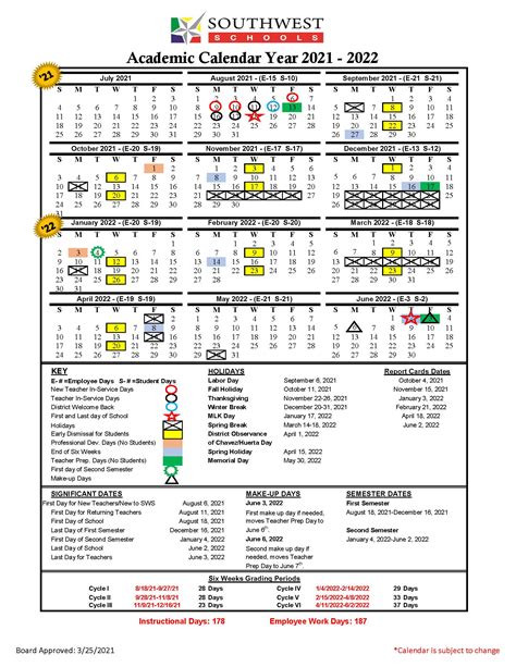 Southwest Academic Calendar