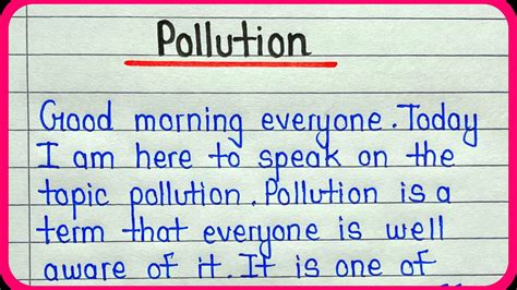 Speech On Pollution In English