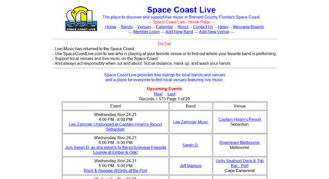 Space Coast Live Music Calendar