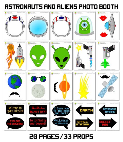 Space Photo Booth Props Printable Free