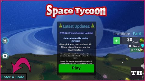 Space Tycoon Codes - Roblox - June 2023 -
