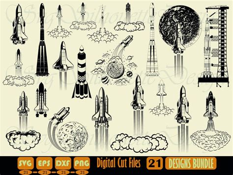 Download Spacecraft Bundle, Rocketship Cut Files