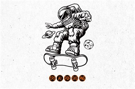 Download Spaceman Playing Skateboard Silhouette Commercial Use DXF Files