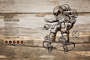 Download Spaceman Playing Skateboard Silhouette Files DXF Files