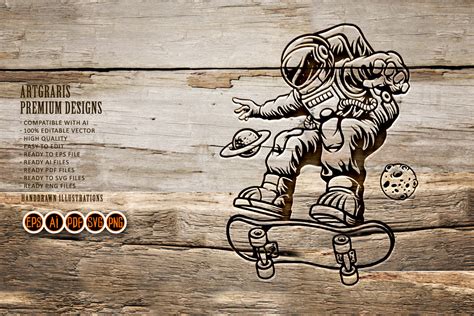 Download Spaceman Playing Skateboard Silhouette Printable