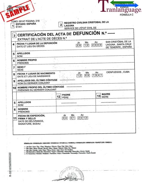 Death Certificate Spain Tranlanguage Certified Translations