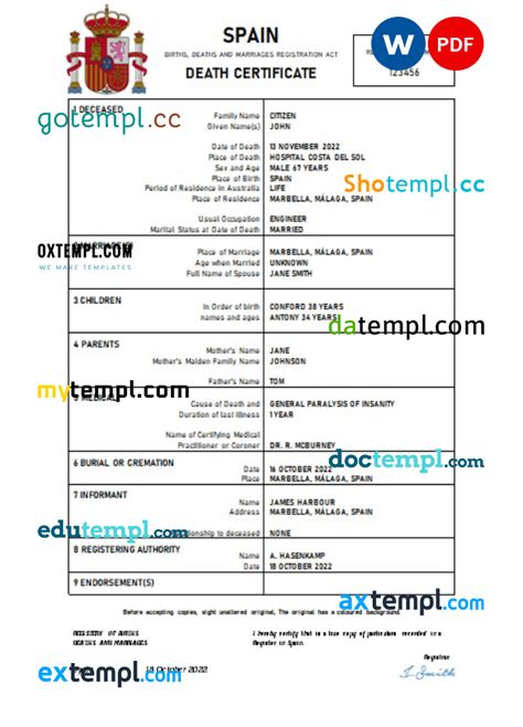 Death Certificate Spain Tranlanguage Certified Translations