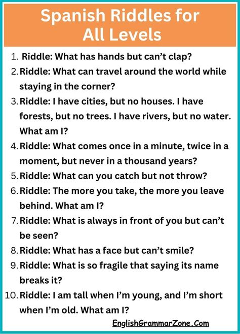 Spanish Riddles And Answers