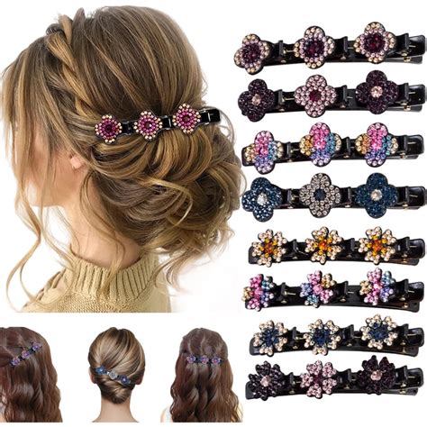 Sparkling Crystal Stone Braided Hair Clips