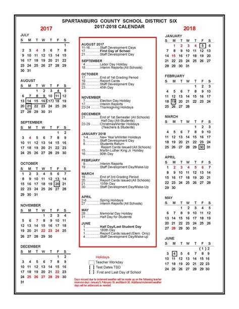 Spartanburg District 4 Calendar