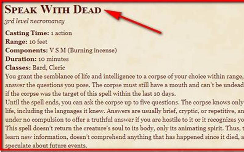 D&D 5E Speak with Dead: Unravel the Mysteries of the Dead