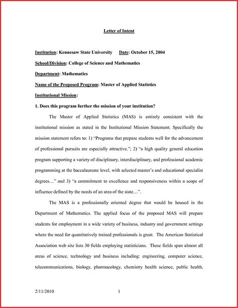 Special Needs Letter Of Intent Template