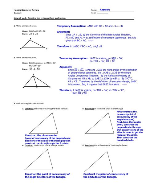 Special Segments In Triangles Worksheet Answer Key