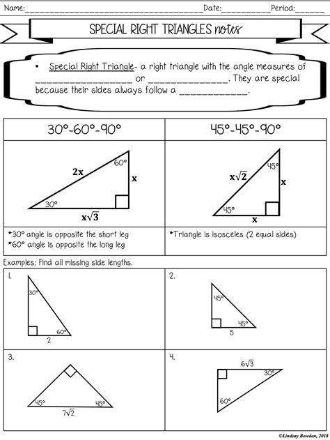 Special Triangles Worksheet With Answers