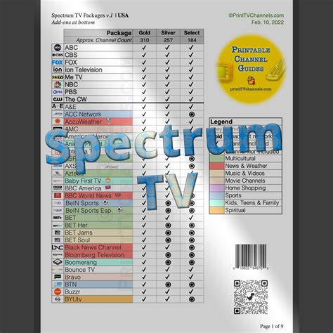 Spectrum Printable Channel Guide