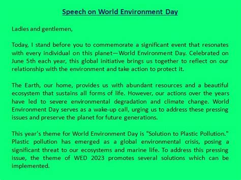 Speech About Environment