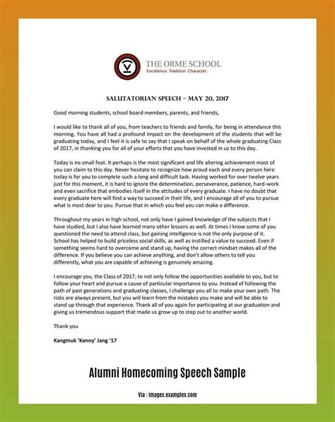 Speech For Alumni Homecoming