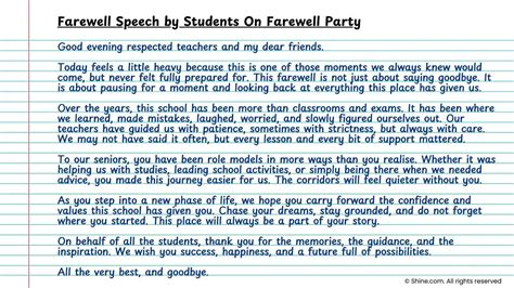 Speech For Farewell Program