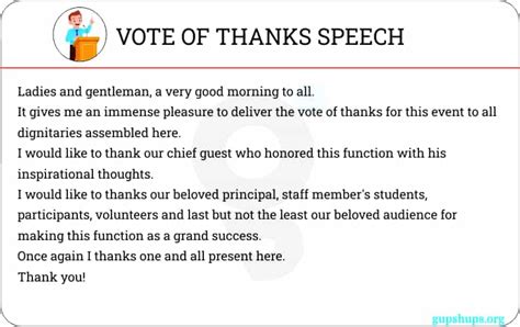 Speech For Vote Of Thanks