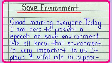 Speech On Save Nature