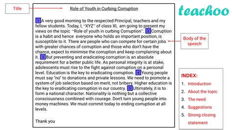 Speech Writin   g Class 11 Examples