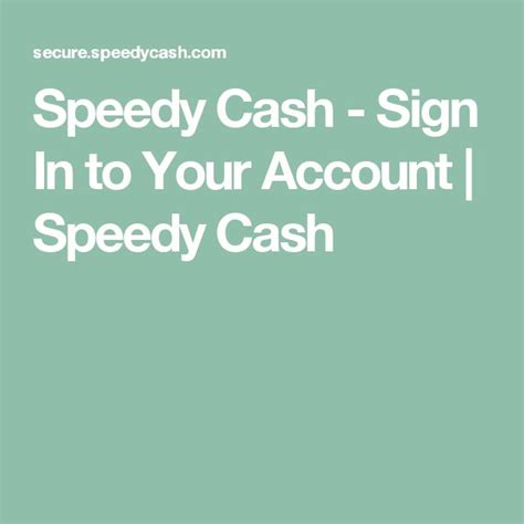 Speedy Cash Sign Out